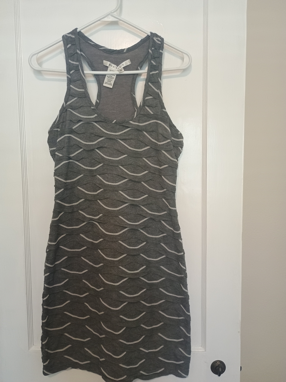 Max Studio Gray Racerback Textured Tank Dress